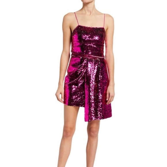 Derek Lam hot pink/silver sequin mini dress. Size 2. NWT never worn - Picture 1 of 6